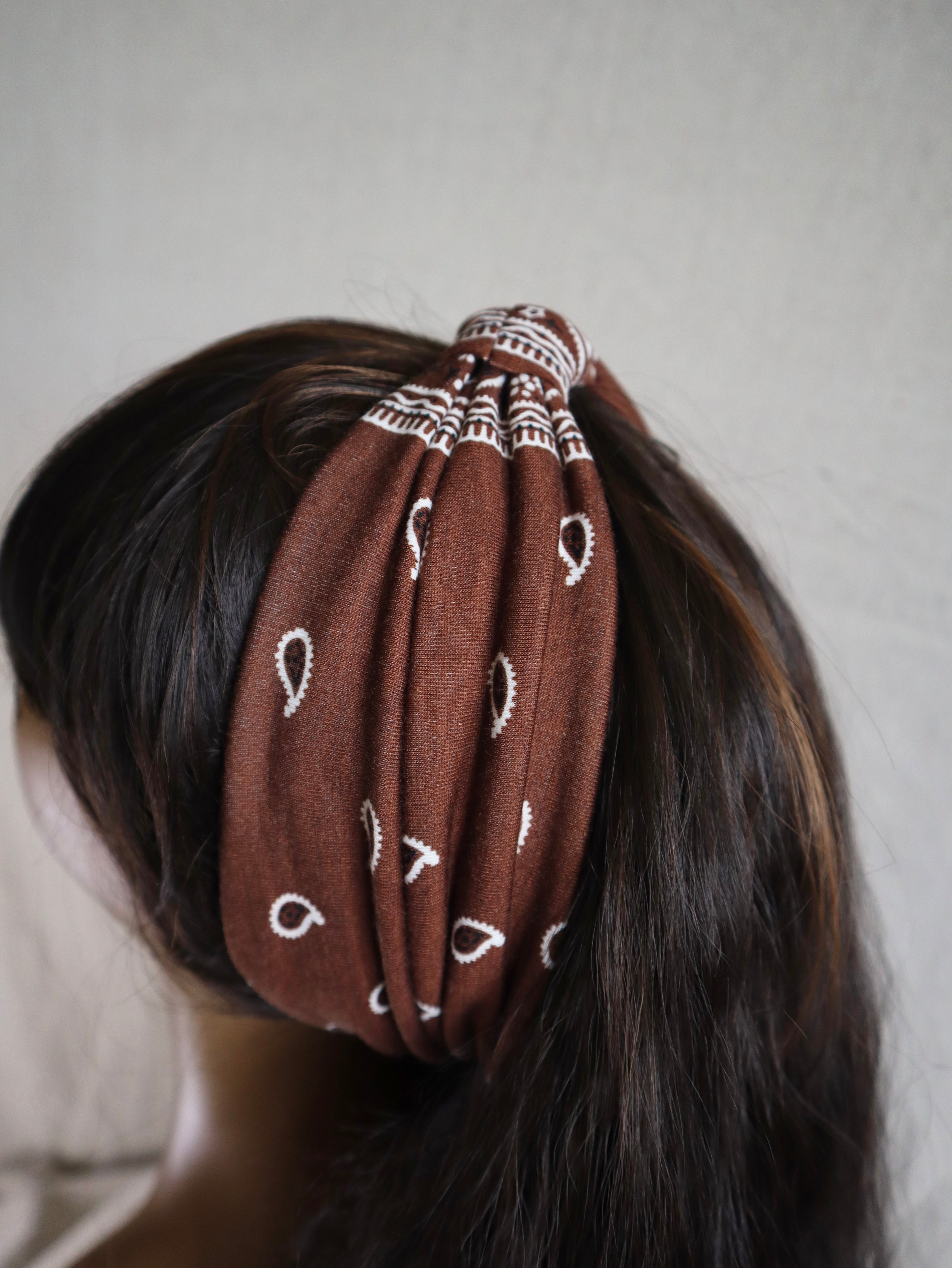 Brown Paisley Bandana Headband