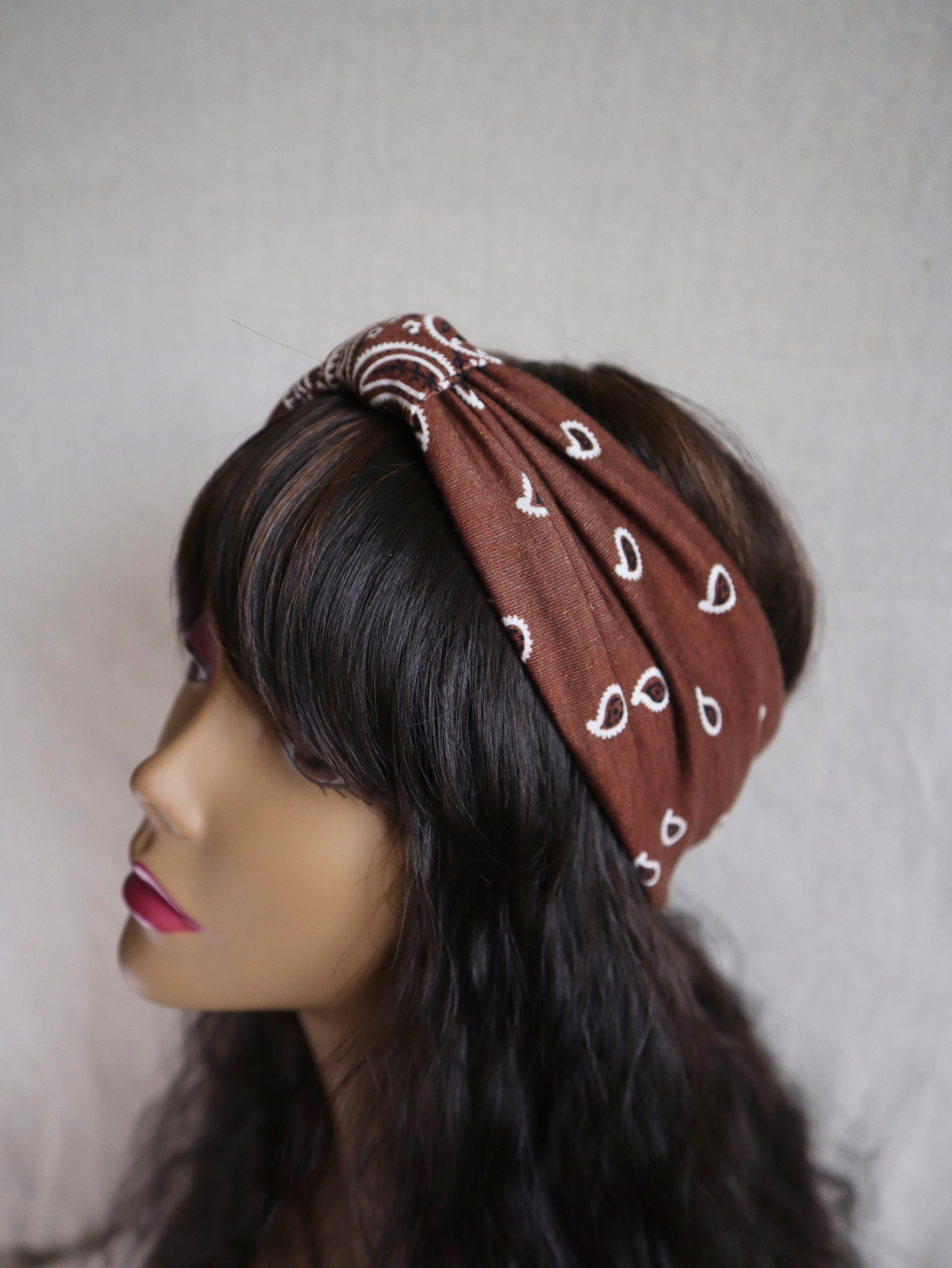 Brown Paisley Bandana Headband