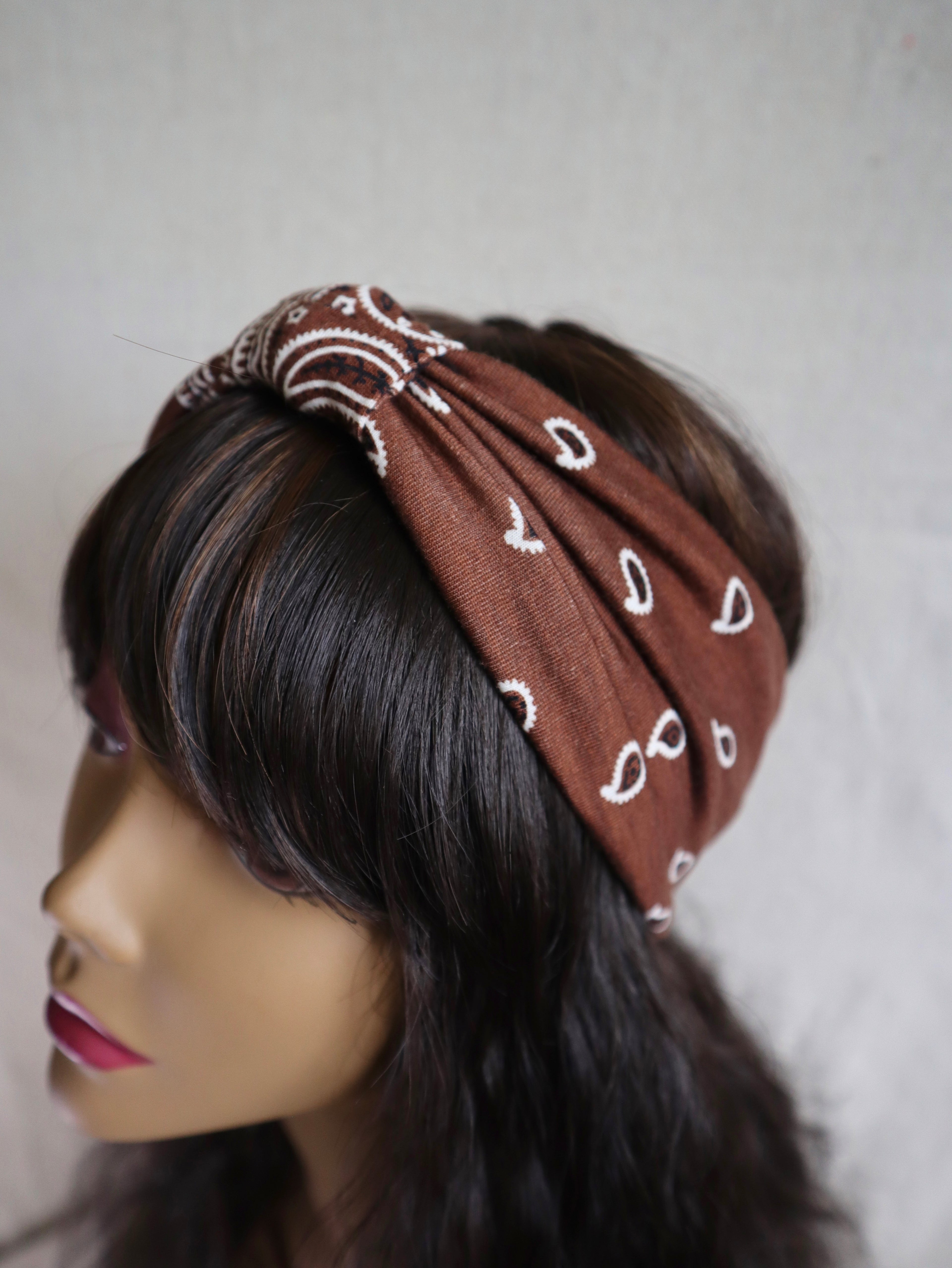 Brown Paisley Bandana Headband