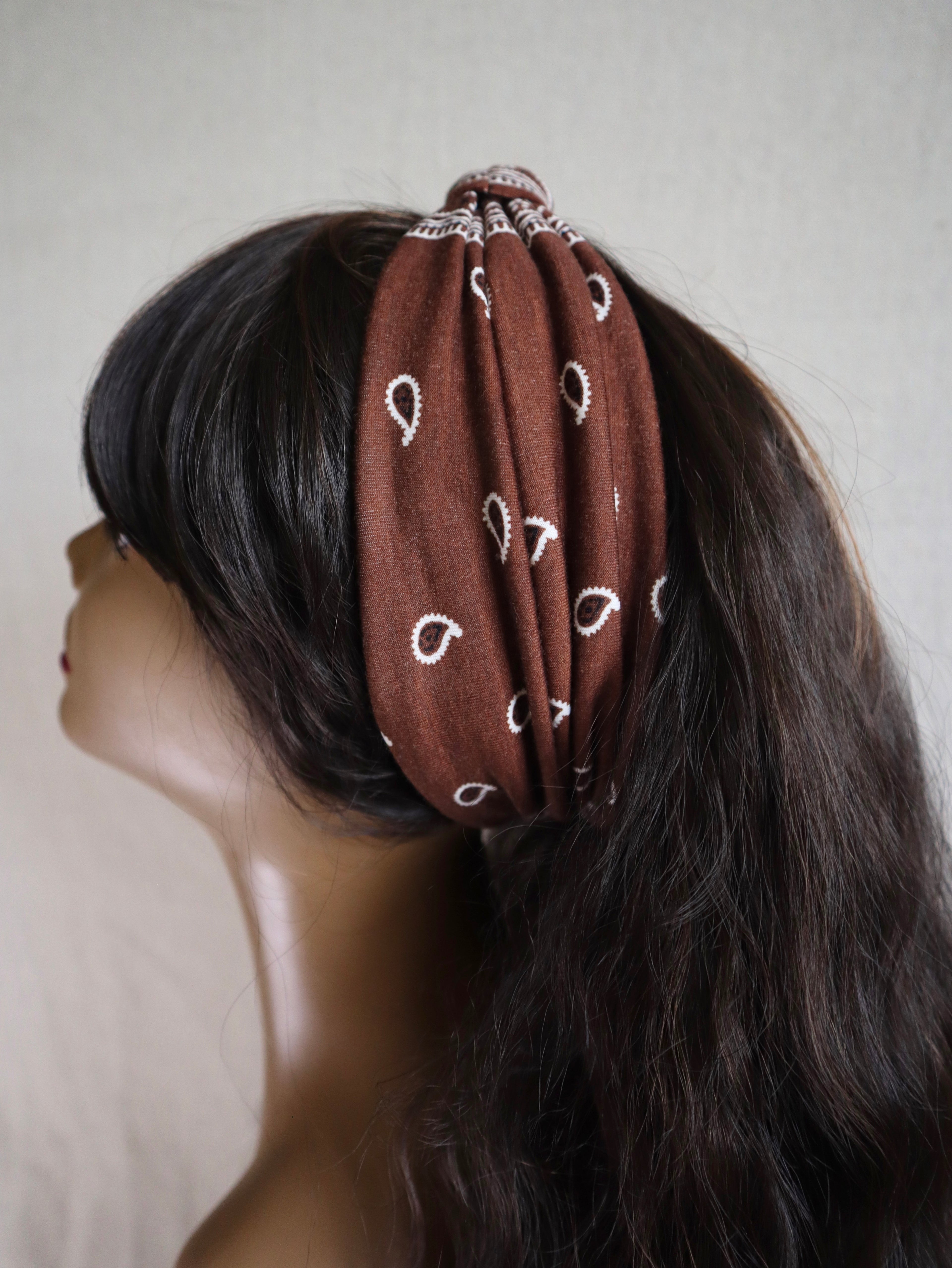 Brown Paisley Bandana Headband