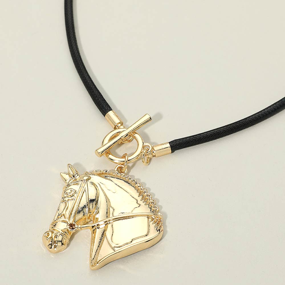 Gold Horse Head Toggle Necklace