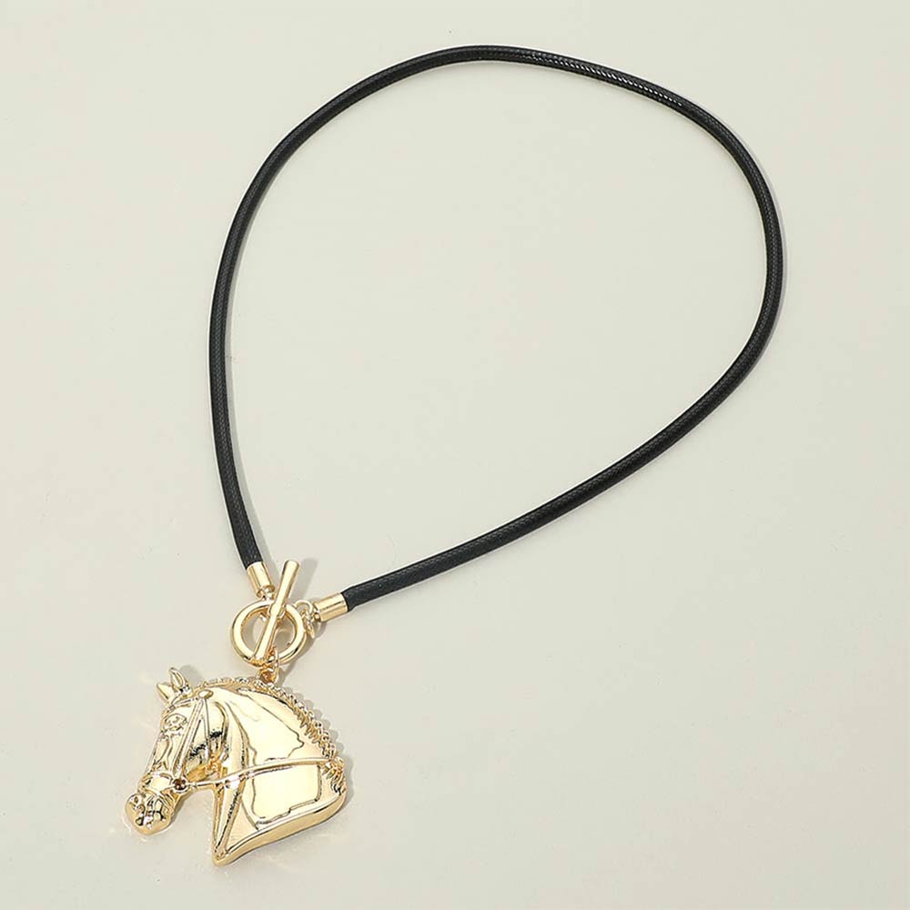 Gold Horse Head Toggle Necklace