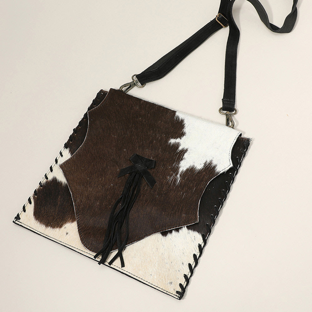 Black Animal Genuine Leather Crossbody Bag