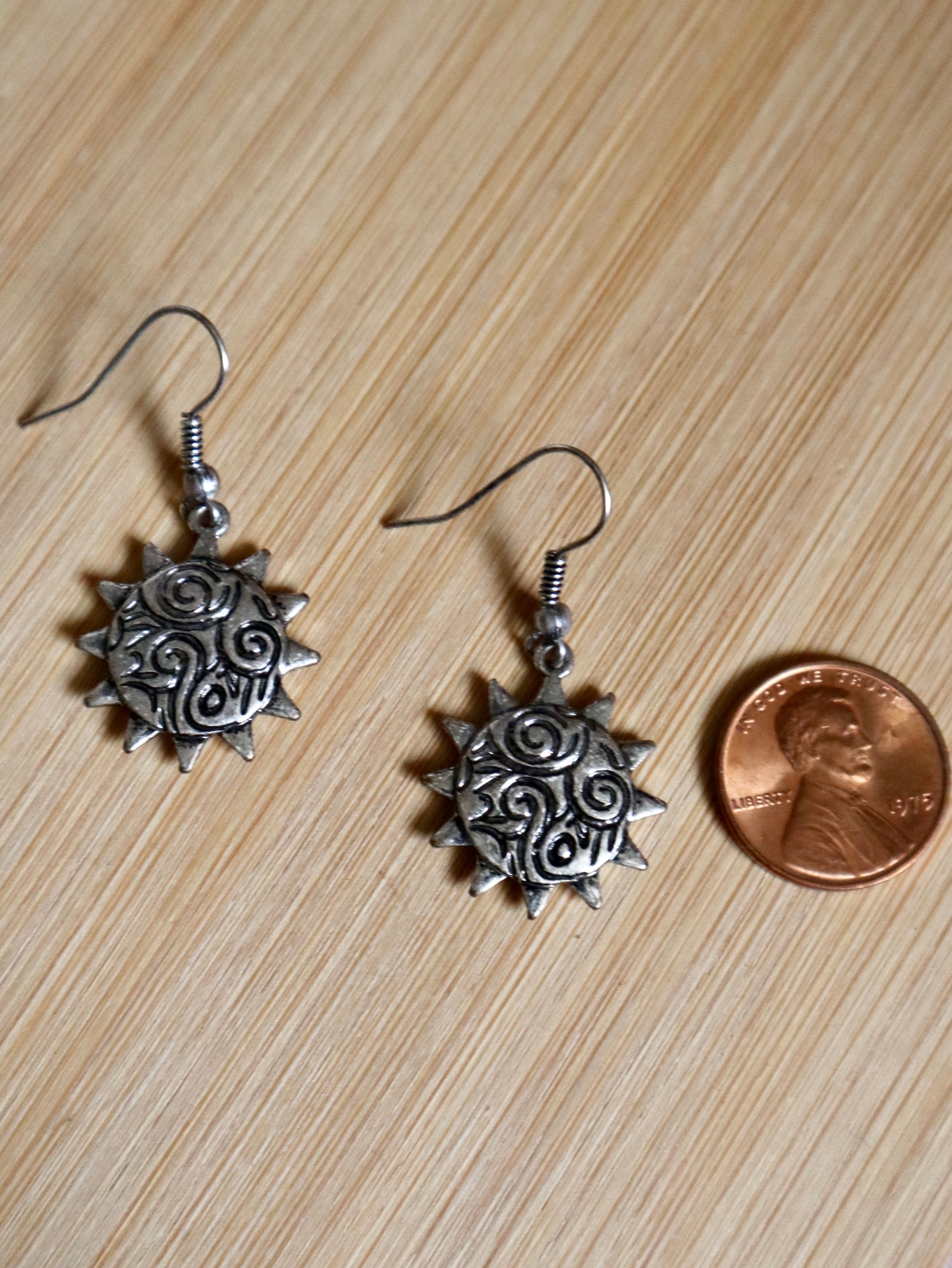 Silver Swirly Sun Earrings