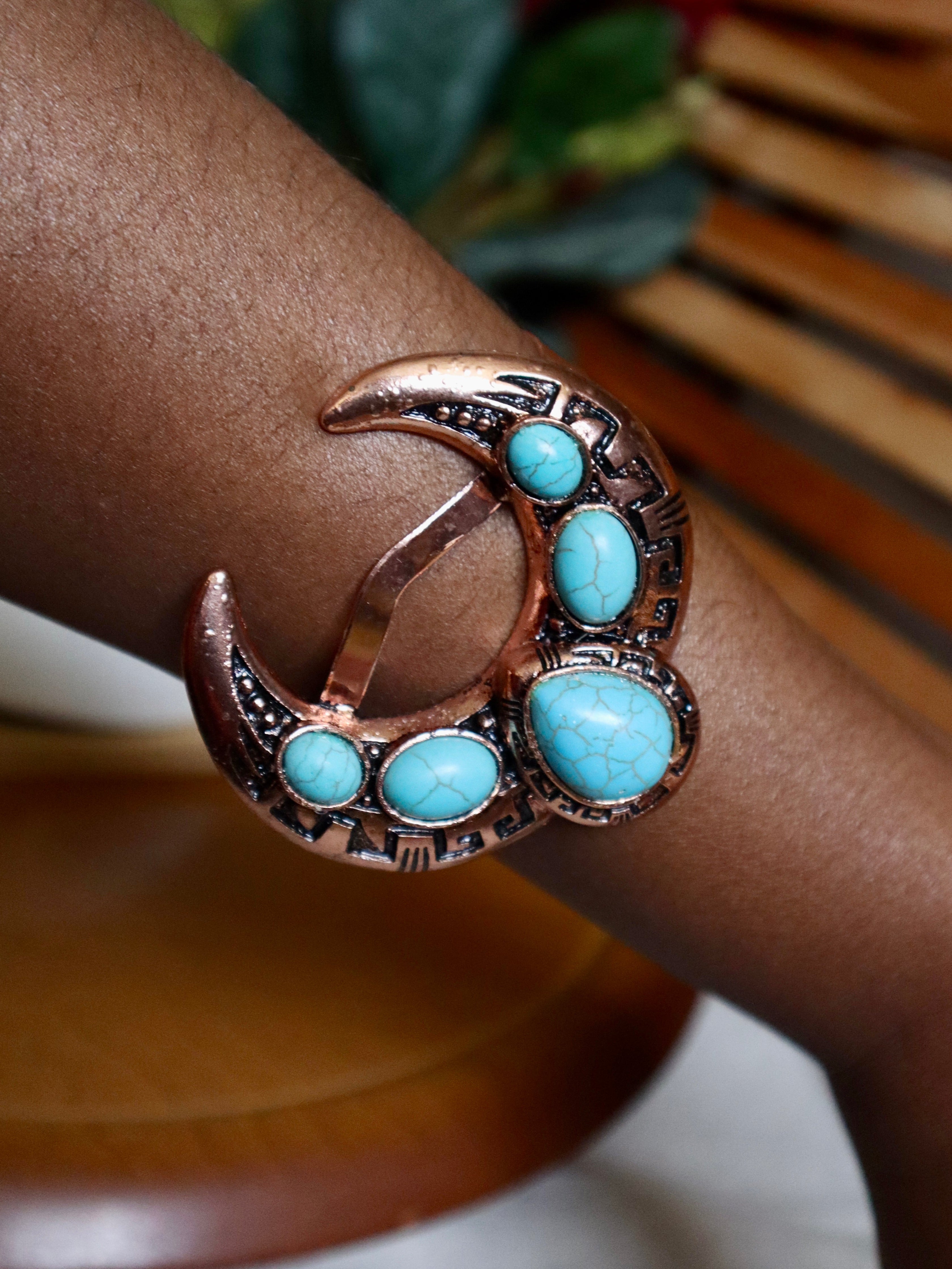 Laya Faux Turquoise Moon Cuff