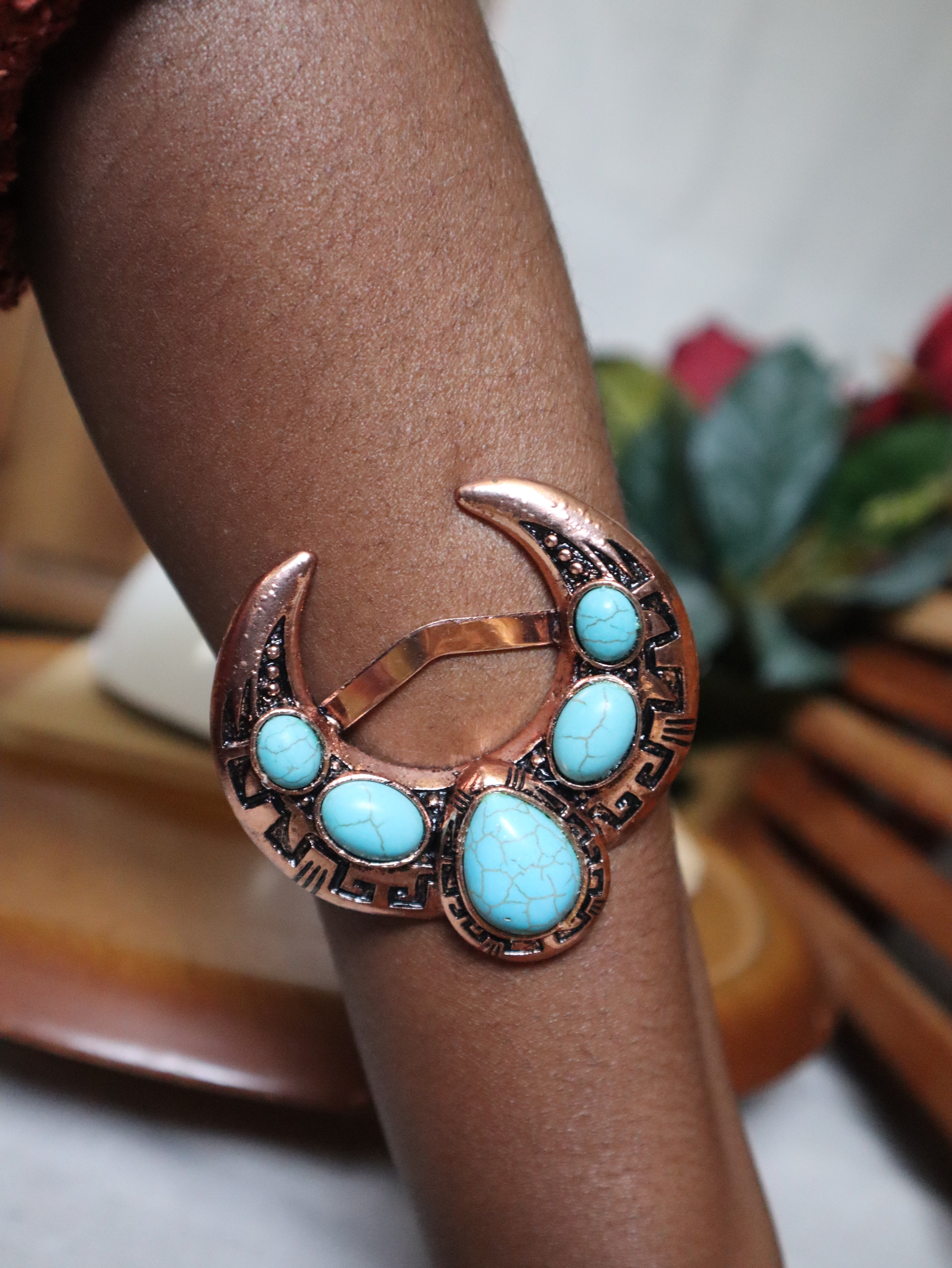 Laya Faux Turquoise Moon Cuff