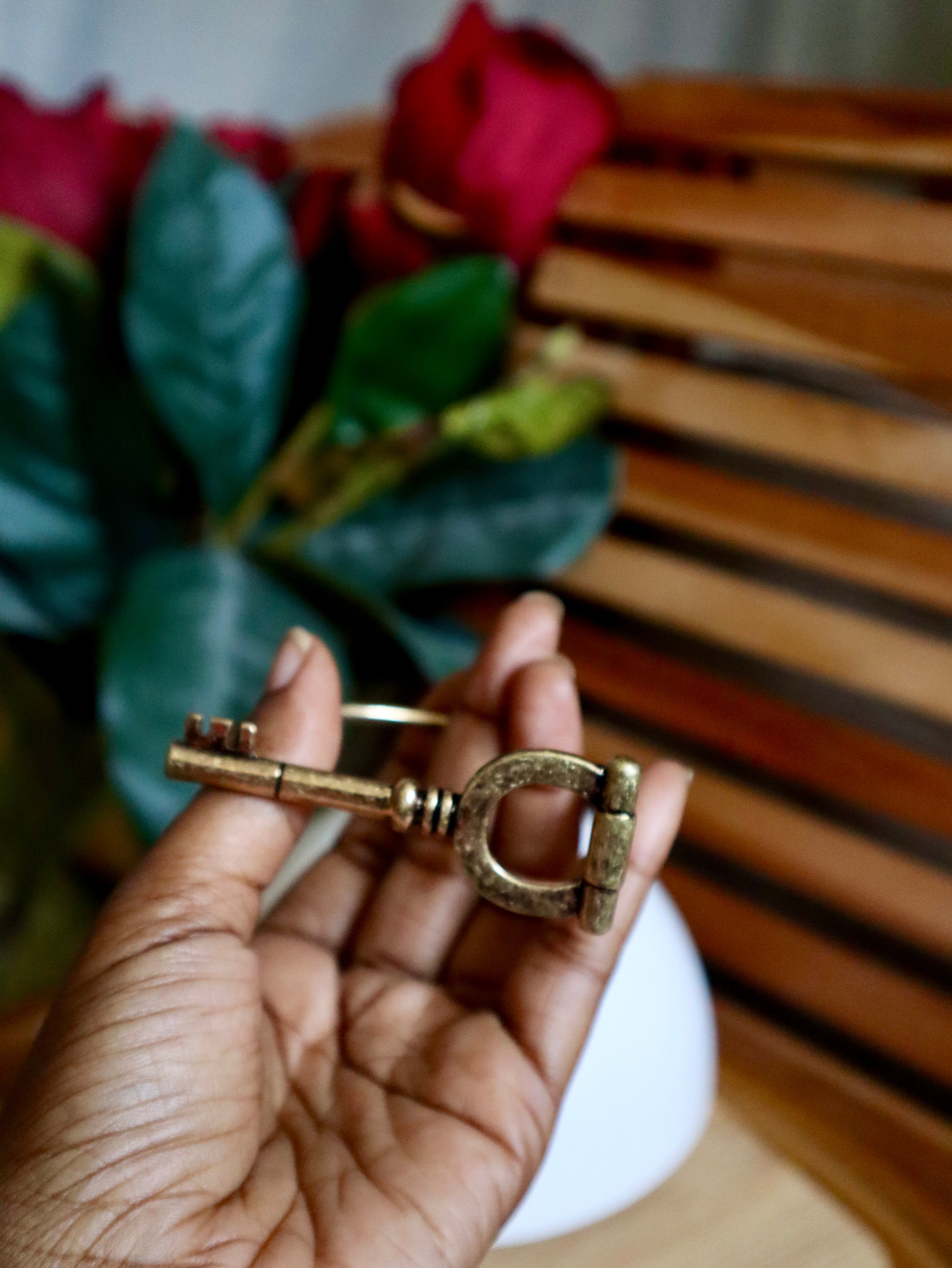 Rhonda Antique Gold Key Cuff Bracelet