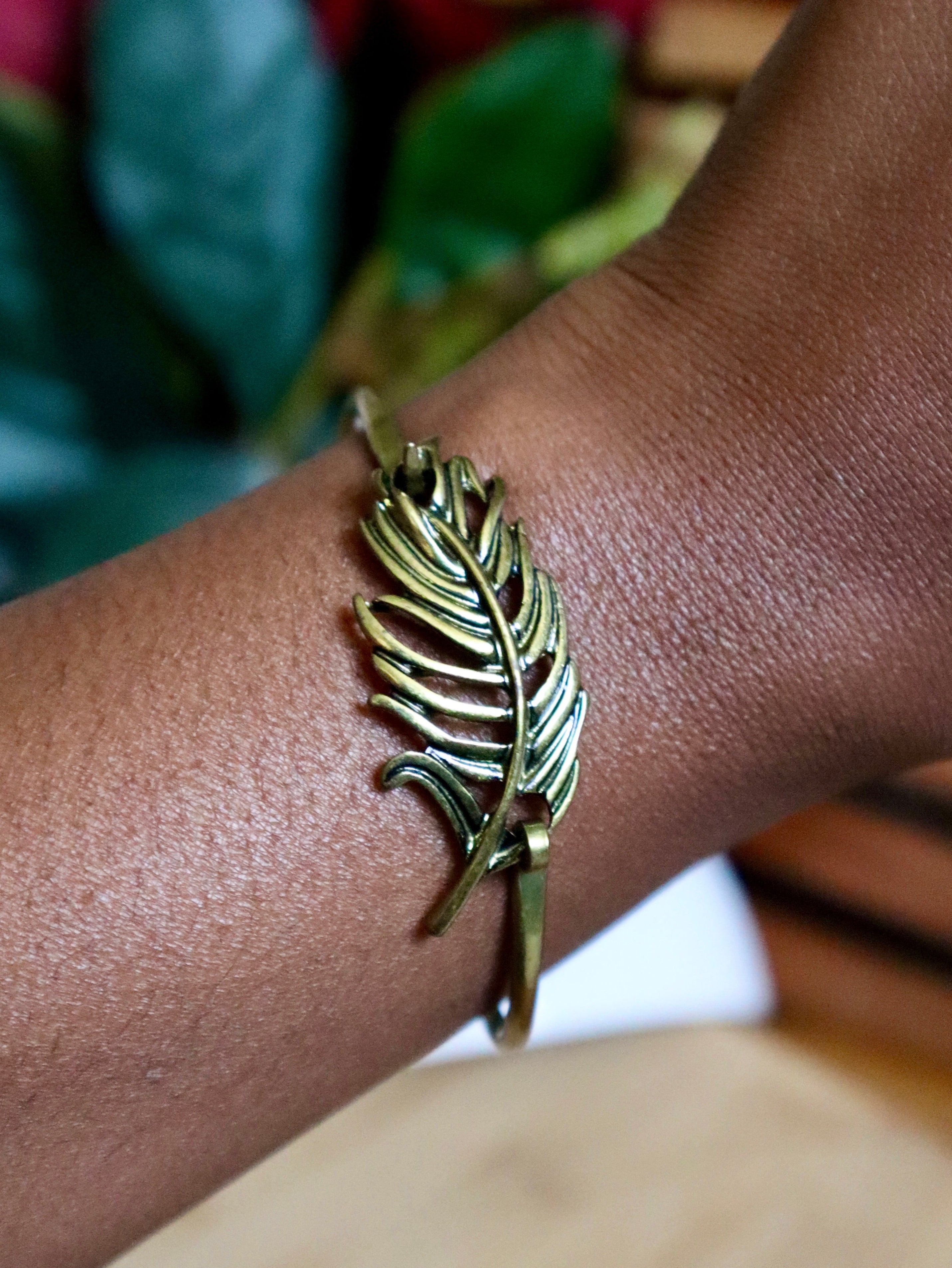 Anaya Antique Feather Cuff Bracelet