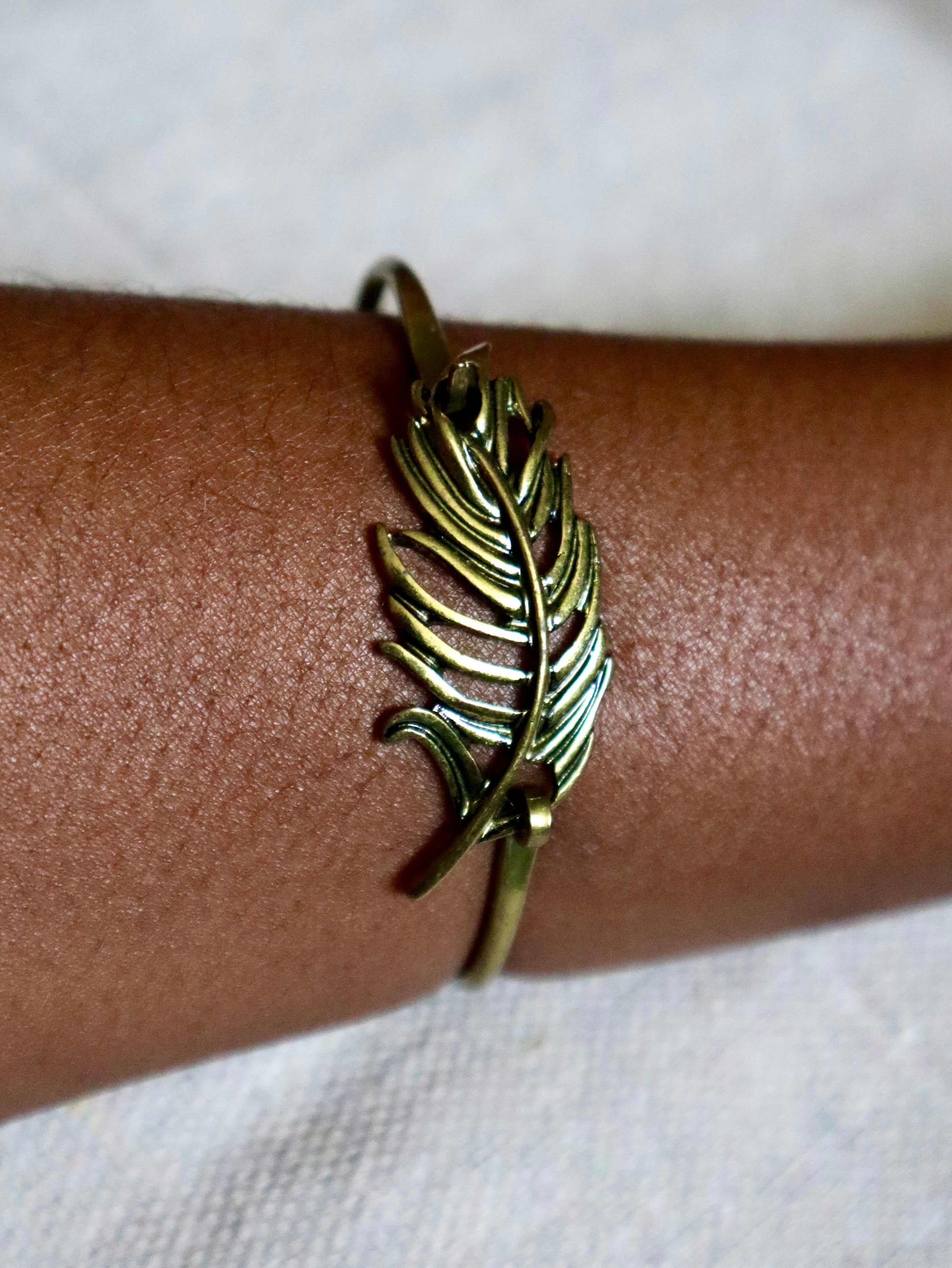 Anaya Antique Feather Cuff Bracelet