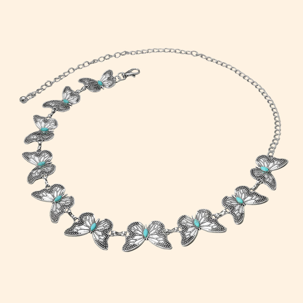 Turquoise Butterfly Chain Waist Belt