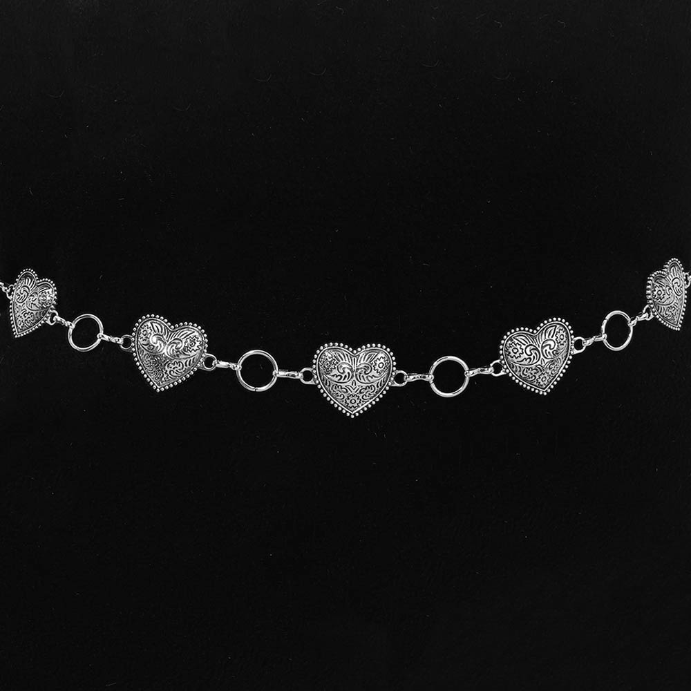 Antique Silver Heart Link Chain Belt